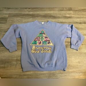 Vintage 80s/90s RARE Brownie Girl Scouts Blue/Purple Sweatshirt Kids Size Large